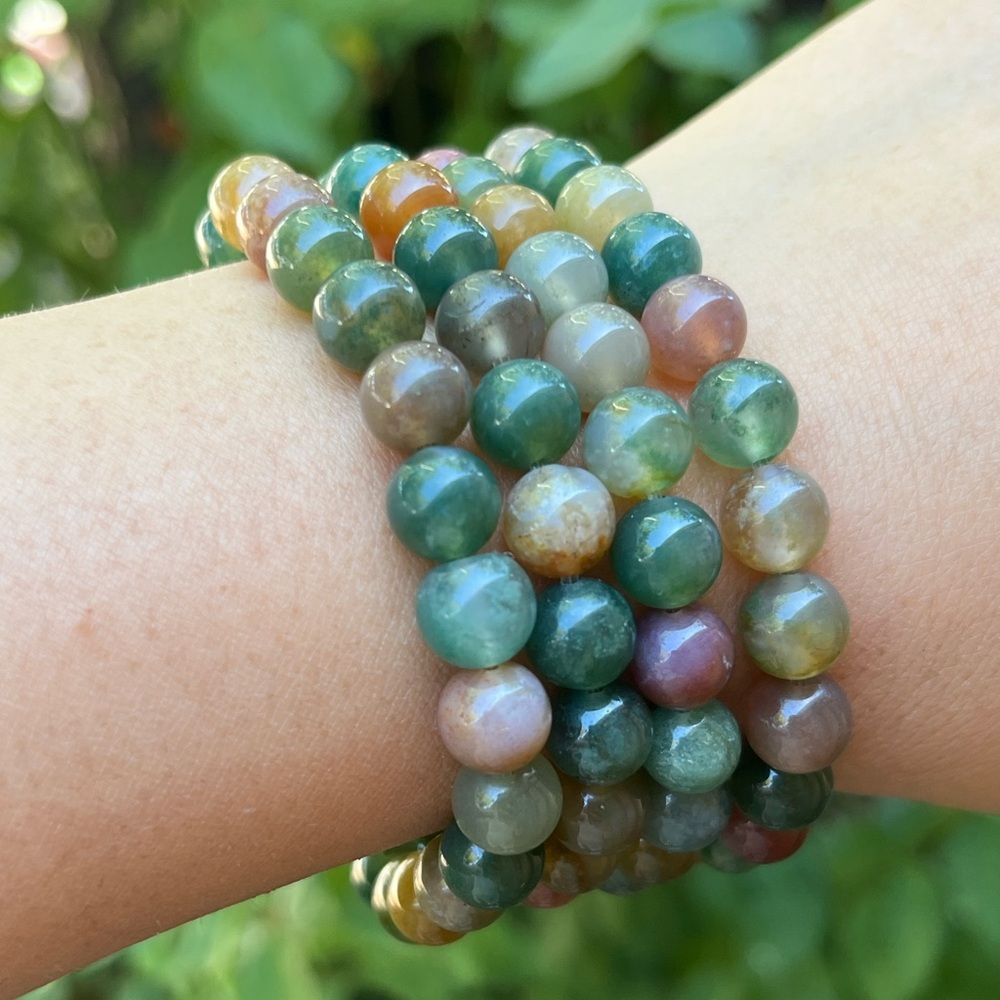 8mm stretchable rainbow moss agate‎ bracelet